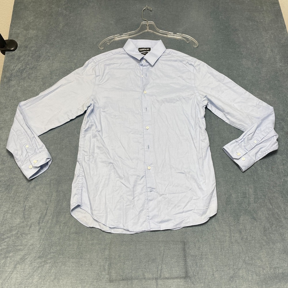 Express 1MX Shirt Mens Medium Light Blue Collared Long Sleeve Button-Up Classic